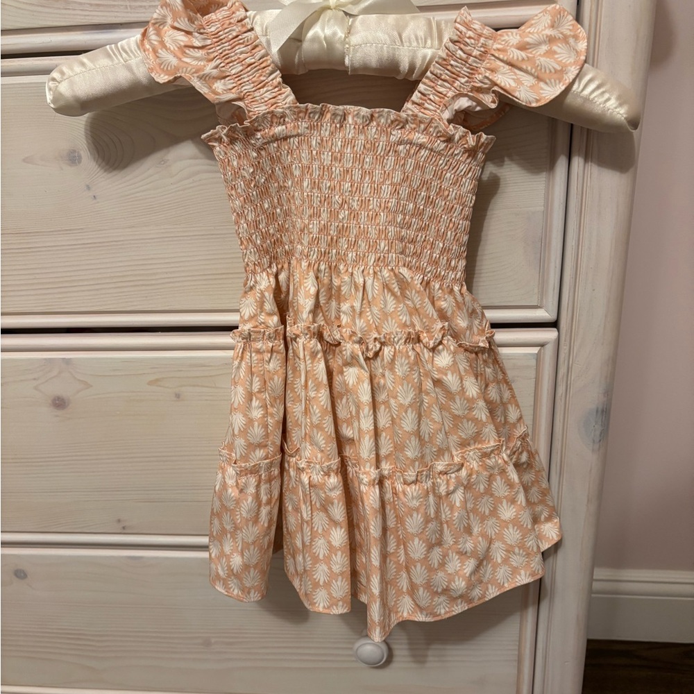 Charming Peach Smocked Kids Dress